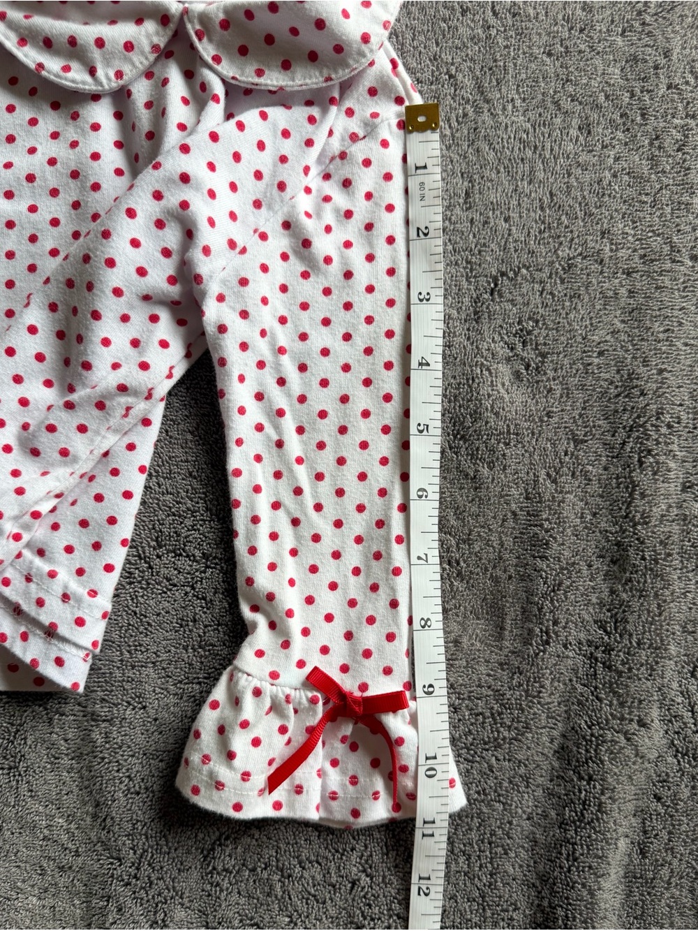 ❤️ Girls White with Red Polka Dots Shirt with Bows - Picture 5 of 8